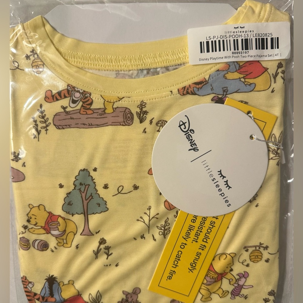 Little Sleepies Disney Playtime With Pooh Pajama Set 2 Piece Size 4T NWT